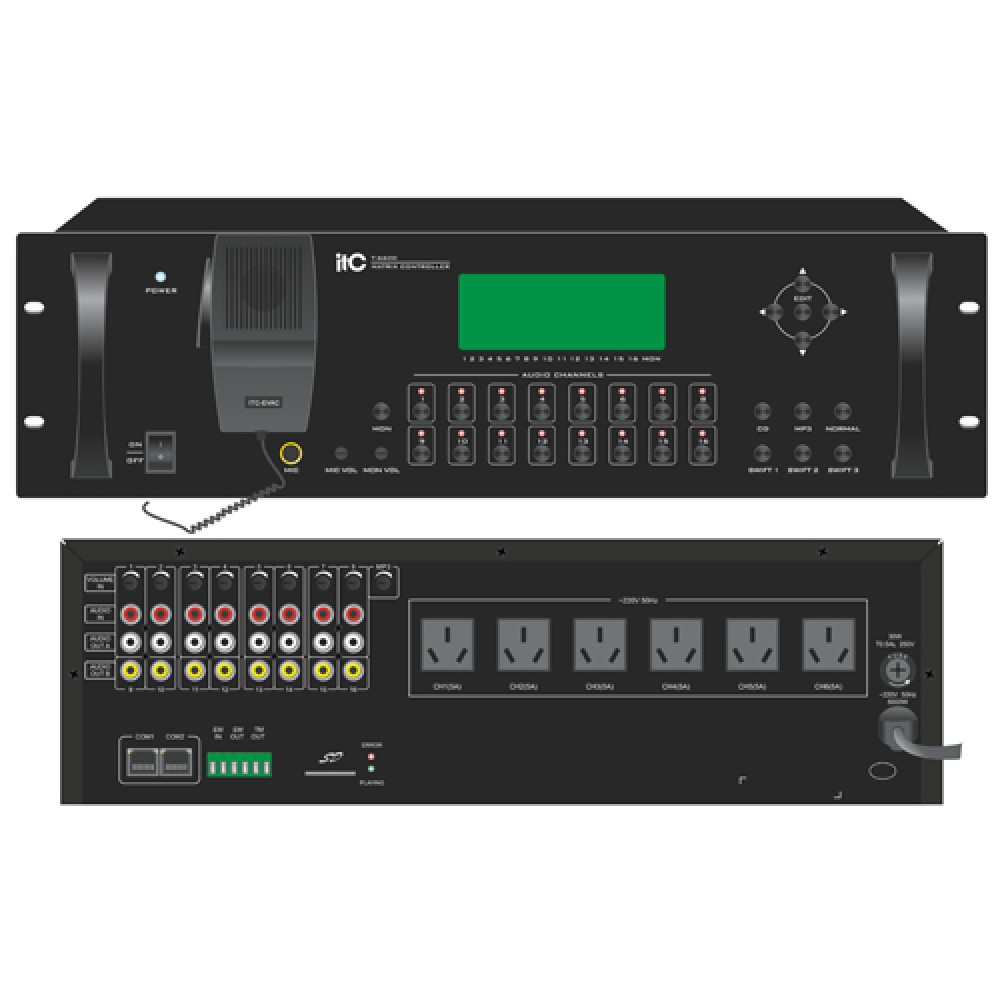 T-6600 16 Zones Weekly Timer with 8x16 Audio Matrix and Mp3