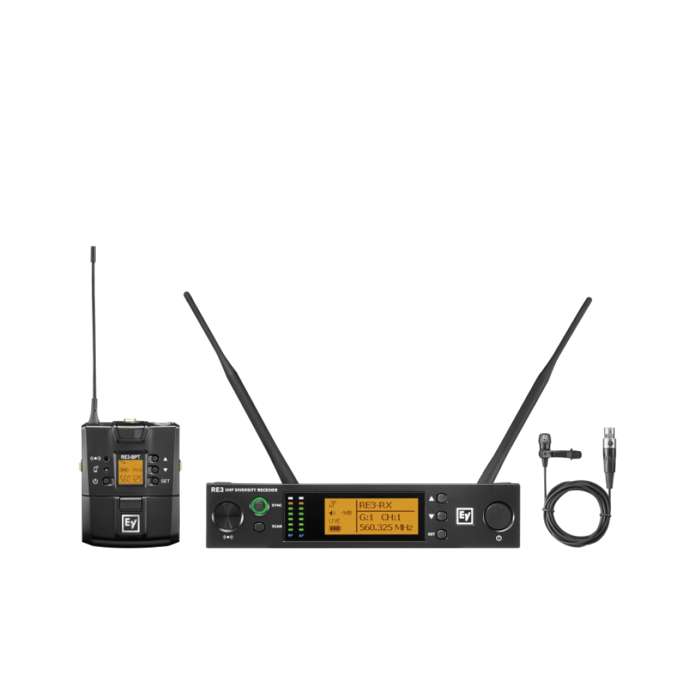 RE3-BPCL UHF wireless set featuring CL3 cardioid lavalier microphone