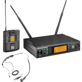 RE3-BPHW UHF wireless set containing the HW3 supercardioid headworn microphone