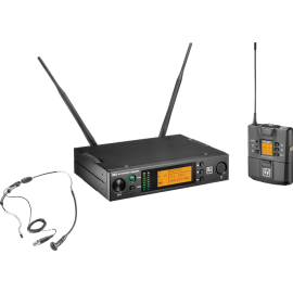 RE3-BPHW UHF wireless set containing the HW3 supercardioid headworn microphone