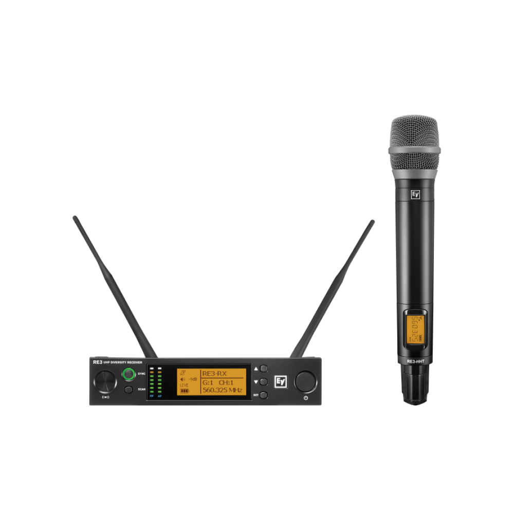 RE3-RE520 UHF wireless set featuring RE520 condenser supercardioid microphone